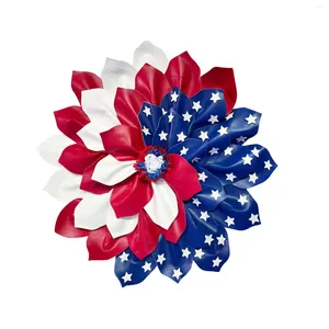 Fleurs décoratives 40cm drapeau américain imprimé mémorial décoration de la maison artisanat pour porte d'entrée cadeau couronne patriotique célébration artificielle