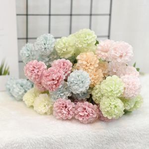 Fleurs décoratives 40cm artificielles de haute qualité, hortensia en soie filée, 5 têtes, faites à la main, séchées, pour jardin, salle de mariage, décoration de Table