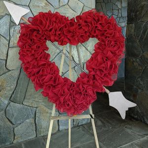 Flores decorativas 40 cm Corona roja artificial Corazada con forma de copa blanca Cupida Decoración del hogar Decoración del hogar Anniversary Anniversary