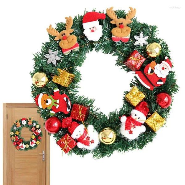 Fleurs décoratives 40 cm Couronne de Noël Santa Claus Snowman Garland pour la porte d'entrée Décoration artificielle décoration