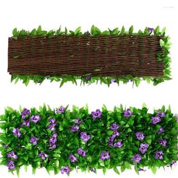 Fleurs décoratives 40 cm Extensible Faux Barrière de Confidentialité Saule Maison En Bois Jardin Artificiel Installation Simple Pour Balcon Cours
