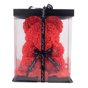 Fleurs décoratives 40 cm mousse Rose ours multicolore petite amie saint valentin cadeau en peluche fête d'anniversaire décoration mère