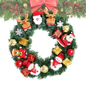 Fleurs décoratives 40 cm Couronnes de bonhomme de neige Décoration de Noël Décoration du Père Noël Garland pour la fenêtre Mur Mur