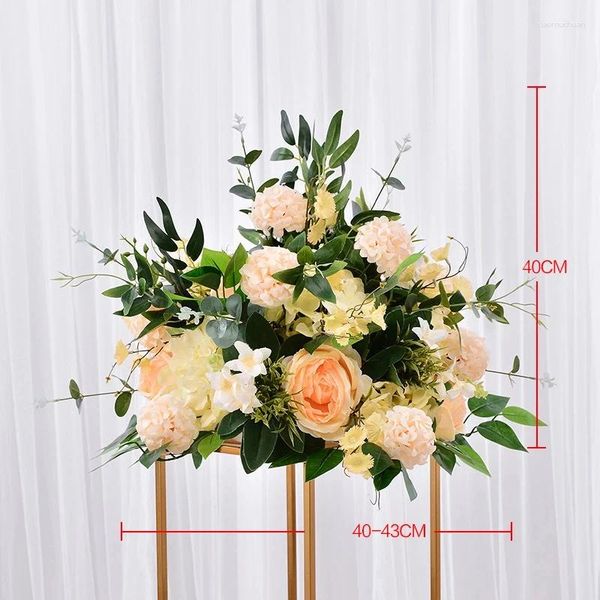 Fleurs décoratives 40cm, centre de Table, fleurs artificielles, arrière-plan de mariage, boule de soie, décoration florale en plomb