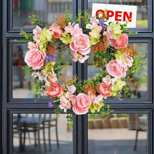 Fleurs décoratives 40 cm pour la Saint-Valentin Garland rose rose amour couronne florale pour la porte d'entrée de la porte de la porte de la porte de la porte d'entrée décoration intérieure
