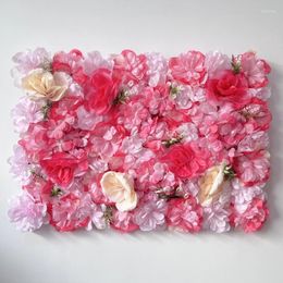 Flores decorativas 40 cm x 60 cm panel de pared artificial 3D telón de fondo rosas para fiesta boda decoración al aire libre