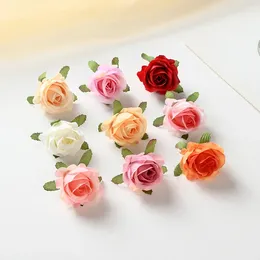 Decoratieve bloemen 40 stks 4 cm Mini Rose kunstmatige hoofden voor thuisdecoret tuin bruiloft decoratie nep diy ambachtelijke accessoires