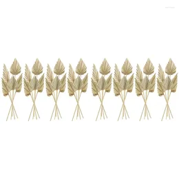 Fleurs décoratives 40pcs Boho Palm séchés Spears laisse de petits ventilateurs réels avec un vase de décoration de feuille de tige