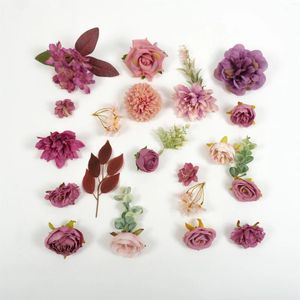 Flores decorativas 40 piezas sueltas de flores artificiales de seda vegetación combinada para artesanías de bricol