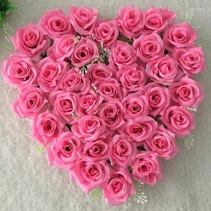 Fleurs décoratives 40x38 cm multicolore artificielle de coeur de soie formelle belle balle de fleur de rose pour la porte de la voiture de mariage décoration de la pièce maîtresse florale