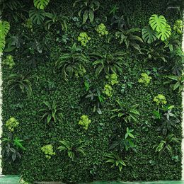 Flores decorativas 40x60cm Plantas de hierba verde artificial Pared de boj para boda Interior Jardín al aire libre Decoración de flores Planta falsa