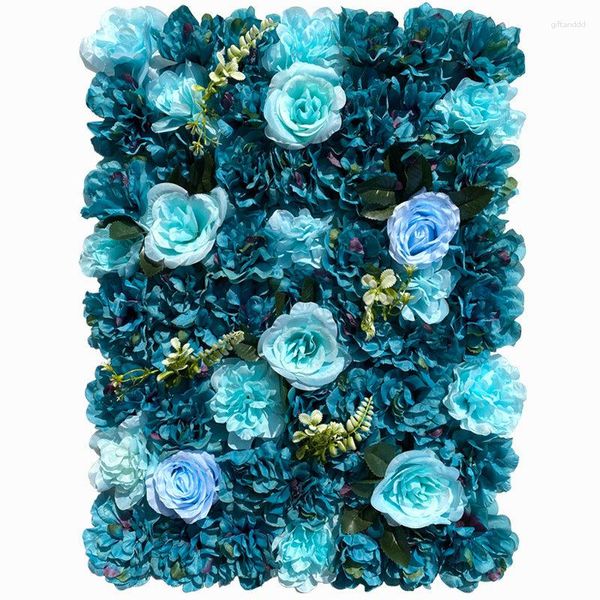 Fleurs décoratives 40x60cm, mur de fleurs en soie bleue, décoration de mariage, panneaux artificiels de photographie, décor de fond de fête d'anniversaire