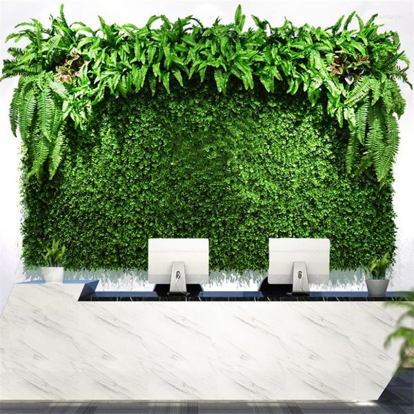 Fleurs décoratives 40X60cm Vert Plantes Artificielles Mur DIY Fond Décoration Simulation Herbe Feuille Bureau Extérieur Jardin Décor Fleur