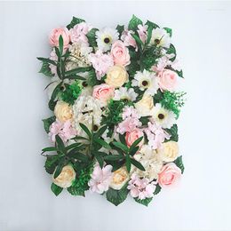 Flores decorativas 40x60 cm Rose Hydrangea Flower Wall Estilo europeo Artificial para la decoración de la boda Arreglo de fondo Decoración Fleurs