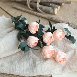 Fleurs décoratives 41 cm Fleur de rose artificielle 6 têtes pe pour la fête de mariage à la maison printemps holding décoration fausse