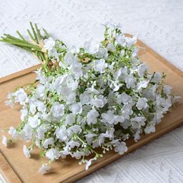 Flores decorativas 42 cabezas Gypsophila ramo artificial plástico hecho a mano Babysbreath decoración DIY plantas falsas arreglo floral de boda