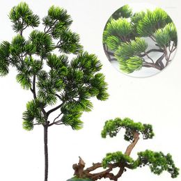 Fleurs décoratives 42 cm plante artificielle pin fausses plantes grande branche verte accueillant bonsaï pour bureau à domicile