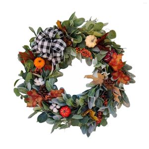 Couronne de citrouille colorée d'automne, 45cm, fleurs décoratives, décoration de noël, Restaurant, Thanksgiving, fenêtre de maison, J7z4