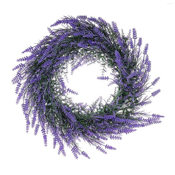 Flores decorativas de 45 cm Garland de lavanda Puerta Puerta de plástico Decoración de la pared de la corona colgante para la decoración de bodas al aire libre