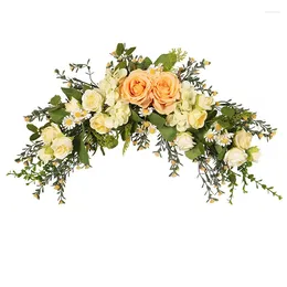 Fleurs décoratives 45x28cm, arc de mariage, roses blanches, butin Floral pour linteau, centres de table artificiels, décoration de porte de maison