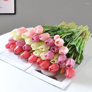 Fleurs décoratives 46CM Bouquet de tulipes artificielles haut de gamme décoration de la maison haut de gamme Art Floral et plantes vertes