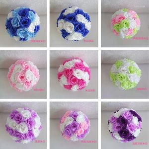 Flores decorativas 46 colores 20 cm/8 pulgadas decoraciones de boda seda beso Pomander bolas rosas ramo colgante fiesta flor bola