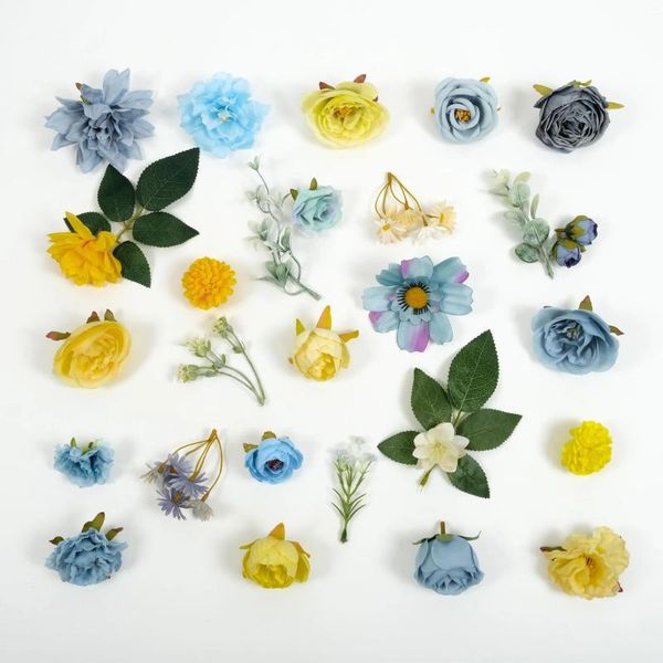 Fleurs décoratives 47pcs Artificiel Silk Flower Greenery Mix Grab Sac Fausse plante pour artisanat DIY DÉCOR DE COURSE