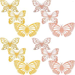 Fleurs décoratives 48 PCS 3D Papillons décalcomanies Fleur Butfly Decors Hollow Out for Wall DIY Petits autocollants Ornement de papier