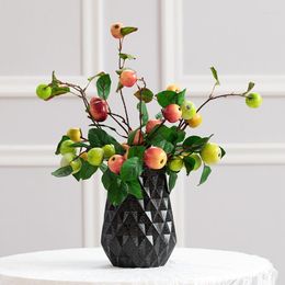Flores decorativas 48 cm Plantas artificiales Rama de árbol frutal de manzana vívida para el hogar Decoración de la sala de bodas Flor El Decoración de fiesta En maceta falsa