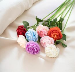 Fleurs décoratives 48 cm Real Touch Peony Branches artificielles Décor de rose pour vase Home Wedding Christmas Valentin'sgift Fake Flower Bouquet
