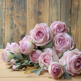 Decoratieve bloemen 4heads Pastorale rozen verbrand rand zijden rozen kunstmatige bruiloft decor nep bouquet home woonkamer decoratie