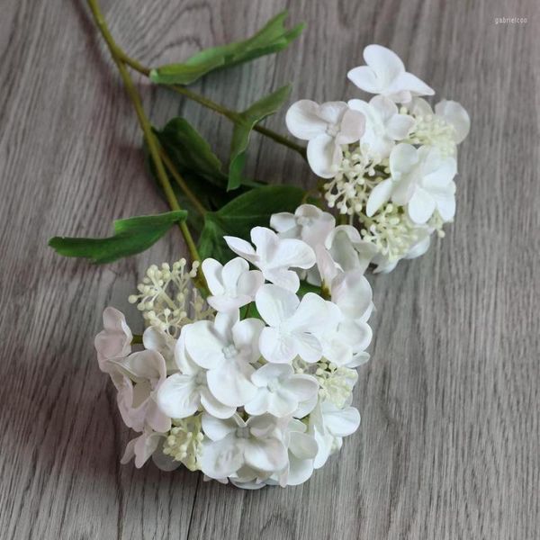 Fleurs décoratives 4Pc Impression 3D Artificielle Hortensia 2 Têtes Avec Des Fruits Pour La Décoration De La Maison De Mariage Toile De Fond Disposition Florale