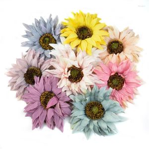 Fleurs décoratives 4 pièces 18cm têtes de tournesol artificielles pour mariage grand faux accessoires en gros liquidation décor à la maison