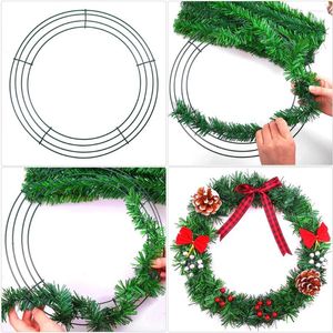 Fleurs décoratives 4pcs 40cm couronne de fer Ring Diy Festival Décor Fil Frame métallique Porte de métal Round Home Christmas Hanging Ornement