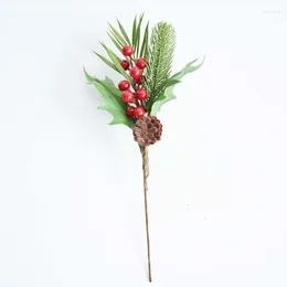 Fleurs décoratives 4pcs 49 cm plante de Noël artificielle ananas baies de baie rouge décoration de la maison