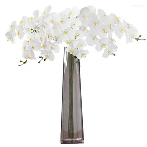 Fleurs décoratives 4pcs / 5pcsartificial papillon orchidée réel tactile blanc 37 pouces de haut 9 grandes fleurs de false phalaenopsis fleur mariage mariage