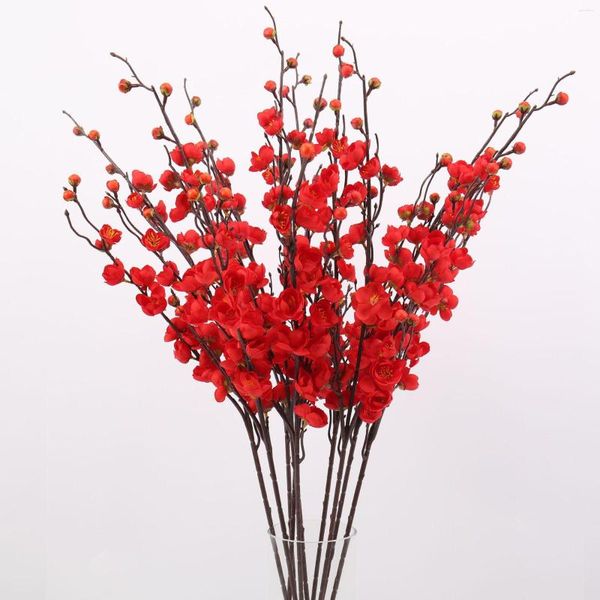Fleurs décoratives 4pcs branche de baies artificielles simulation prune bossom fleur de soie maison salon décoration guirlande affichage de noël