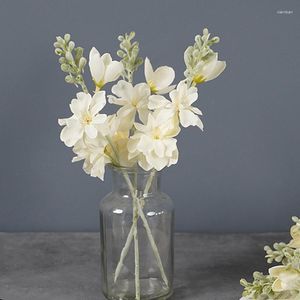 Fleurs décoratives 4 pièces branche courte artificielle Delphinium fausse soie pour la décoration de bureau à domicile mariage événement de mariage arrangement floral