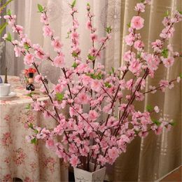 Flores decorativas 4 Uds flor de dintel de puerta 50 "/128cm rama de cerezo Artificial Spray de seda decoración de boda Sakura flor de melocotón