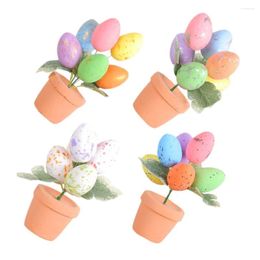 Flores decorativas 4 Uds espumas de Pascua huevo bonsái ornamento fiesta pequeña maceta decoración