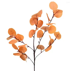 Fleurs décoratives 4 pièces fausses feuilles réalistes veines claires couleur naturelle entretien facile intérieur extérieur Simulation Eucalyptus