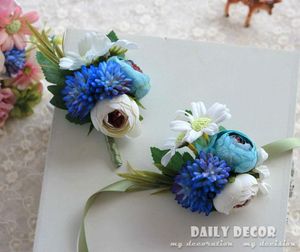 Decoratieve bloemen 4pcs Bosstijl Kunstbloem Bruids / Bruidsmeisje Hand Pols Bruiloft Bruid Bruidegom Corsages Boutonnières