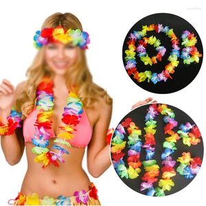 Fleurs décoratives 4pcs Hawaiian Flower Leis Garland Collier Fancy Dish Pool Party Hawaii Beach Fun Diy Luau Supplies Vente