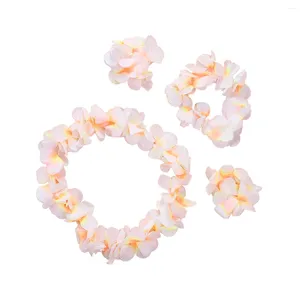 Fleurs décoratives, 4 pièces, bandeau hawaïen, Bracelets, fournitures de fête, couvre-chef simulé, guirlande florale