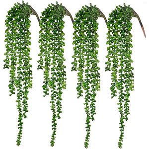 Fleurs décoratives 4 PCS Grand Faux Chaîne De Perles Plante Artificielle Maison Jardin Plantes Suspendues Décoration DIY Succulent Décor De Fête De Mariage