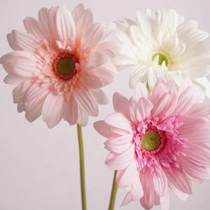 Fleurs décoratives 4pcs hydratant Gerbera artificiel Real Touch Wedding Design Bouquets Bouquets Party Floral Home Decoration Fake