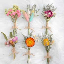 Fleurs décoratives 4 pièces naturel séché Mini pampa herbe préservée Bouquet Babysbreath queue maison mariage fête Talbe décoration