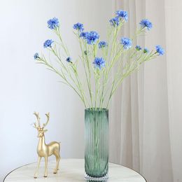 Decoratieve Bloemen 4 stuks Nordic Blauwe Lange Tak Sterrenhemel Korenbloem Zijde Kunstmatige Thuis Bruiloft Decoratie Flore Fleurs Artificielles