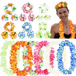 Flores decorativas 4 Unids / set Collar de Plumeria Hawaiano Guirnalda de Guirnalda de Leis Artificial Para Boda en la Playa Vacaciones Luau Fiesta Decoración para el Hogar Regalos