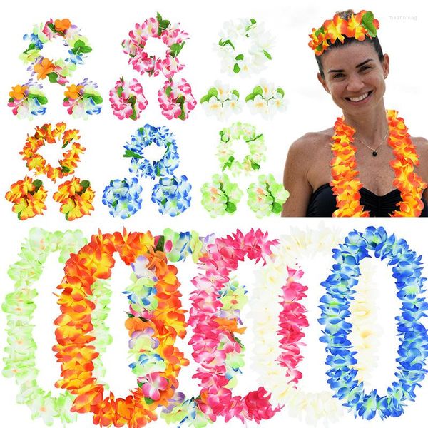 Flores decorativas 4 Unids / set Collar de Plumeria Hawaiano Guirnalda de Guirnalda de Leis Artificial Para Boda en la Playa Vacaciones Luau Fiesta Decoración para el Hogar Regalos